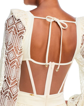 PatBO White Crocheted Corseted Maxi Dress 7