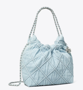 Tory Burch Mini Fleming Soft Denim Hobo Bag 5