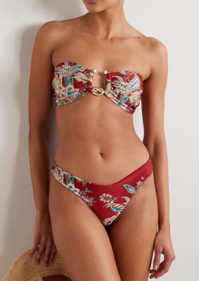Zimmermann Rhiannon Embellished Printed Bandeau Bikini 3