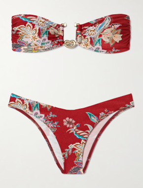 Zimmermann Rhiannon Embellished Printed Bandeau Bikini 2