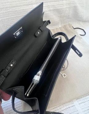 Hermes Kelly Wallet To Go Shiny Alligator Mississippiensis LeatherBlack 5