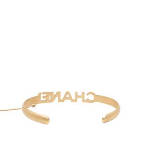 Chanel Gold Plated Rhinestone Logo Cuff Bracelet and Ring Set 4