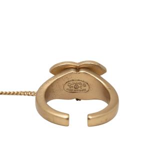 Chanel Gold Plated Rhinestone Logo Cuff Bracelet and Ring Set 8