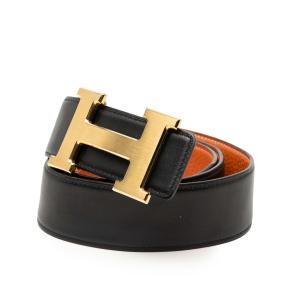 Box Calf and Togo Constance H Reversible Belt 85 2