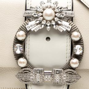 Miu Miu White Goatskin Madras Soft Calf Crystal Embellished Crossbody 6