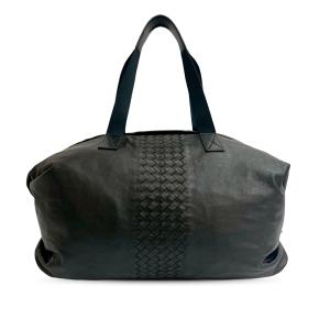 Bottega Veneta Black Intrecciato Trimmed Leather Duffle Bag 2
