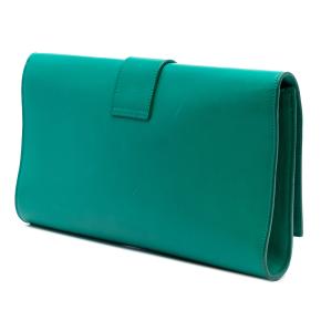 Saint Laurent Green Leather Chyc Ligne Clutch 2