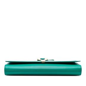 Saint Laurent Green Leather Chyc Ligne Clutch 3