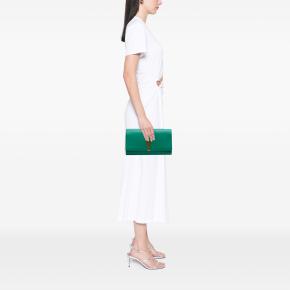 Saint Laurent Green Leather Chyc Ligne Clutch 7