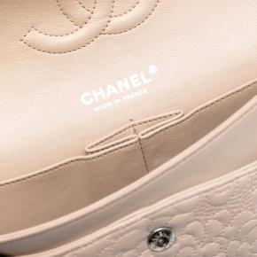 Chanel Beige Medium Classic Lambskin Camellia Stitched Double Flap 6