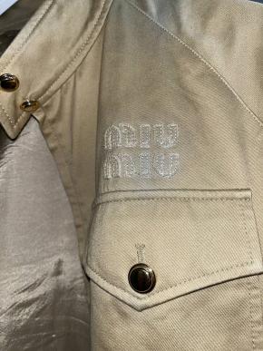 Miu Miu Beige Cotton Bomber Jacket 7