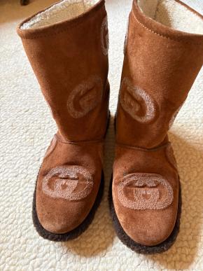 Gucci Tan Wuede/Wool GG Boots 3