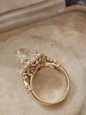 Bespoke Vintage Quartz and Diamond Cluster Ring 7