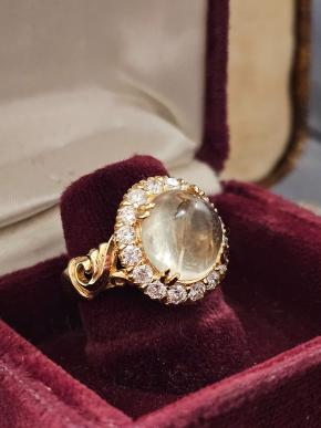 Bespoke Vintage Quartz and Diamond Cluster Ring 9