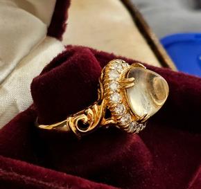 Bespoke Vintage Quartz and Diamond Cluster Ring 6