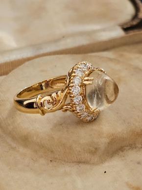 Bespoke Vintage Quartz and Diamond Cluster Ring 8