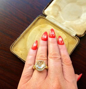 Bespoke Vintage Quartz and Diamond Cluster Ring 4