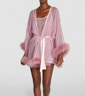 Gilda & Pearl Silk Marabou Feather-Trimmed Diana Robe 2