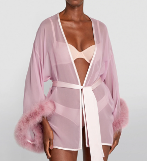 Gilda & Pearl Silk Marabou Feather-Trimmed Diana Robe 5