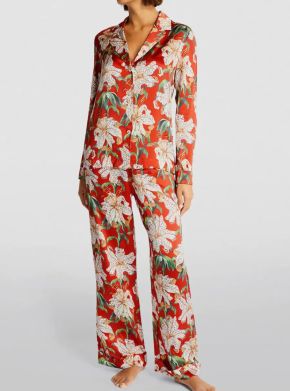 Desmond & Dempsey  Silk Lily Long Pyjama Set 2