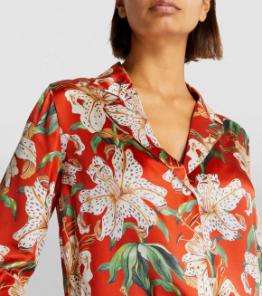 Desmond & Dempsey  Silk Lily Long Pyjama Set 4