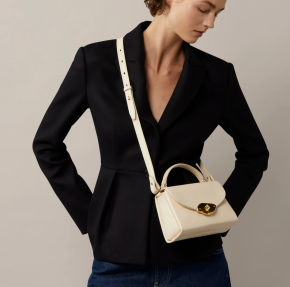 Mulberry Small Lana Top Handle Eggshell High Gloss Leather Bag 4