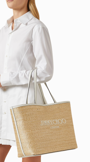 Jimmy Choo Marli Logo-Embroidered Raffia Tote Bag 2