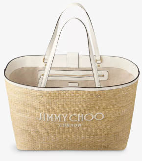 Jimmy Choo Marli Logo-Embroidered Raffia Tote Bag 3