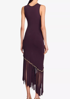 Sandro Sleeveless Fringed-Hem Knitted Midi Dress 5