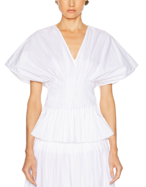 House of Dagmar Poplin V Neck Top 4