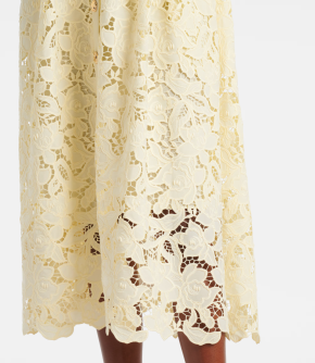 Self Portrait Yellow Lace Belted Tailored Midi Dress 4