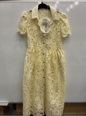 Self Portrait Yellow Lace Belted Tailored Midi Dress 6