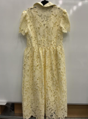 Self Portrait Yellow Lace Belted Tailored Midi Dress 7