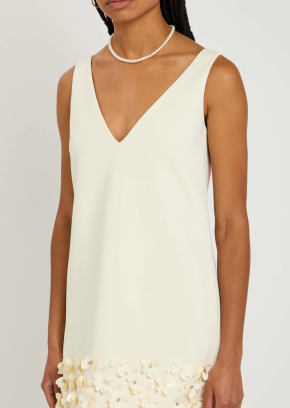 Self Portrait Crystal And Faux-Pearl Embellished Crepe Mini Dress 3