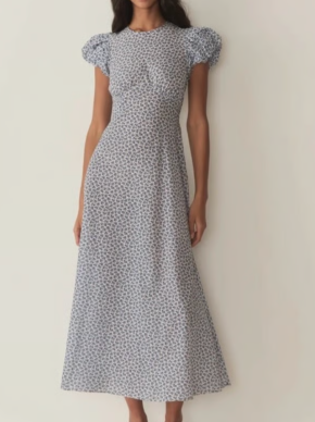 DÔEN Blue Organic Cotton Romina Midi Dress 2