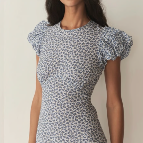 DÔEN Blue Organic Cotton Romina Midi Dress 4