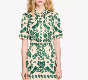 Sandro Floral-Print Collared Satin Midi Dress 3