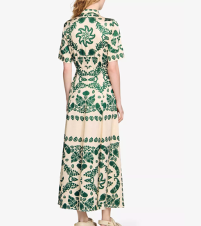 Sandro Floral-Print Collared Satin Midi Dress 2