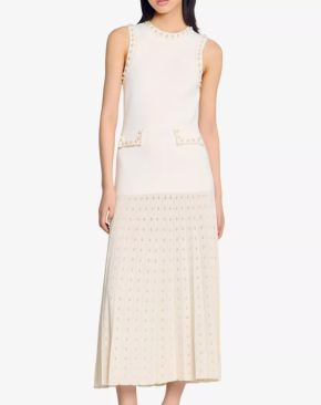 Sandro Sleeveless Embellished Knitted Midi Dress 4