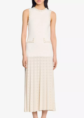 Sandro Sleeveless Embellished Knitted Midi Dress 2