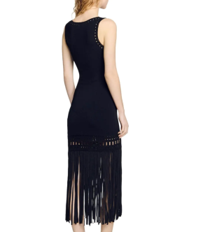 Sandro  Fringed Knit Midi Dress 2