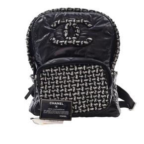 Chanel Black Nylon and Tweed Coco Neige Backpack 15