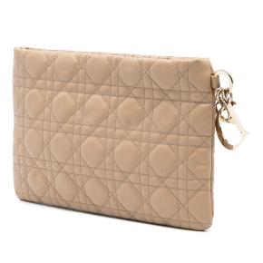 Dior Beige Coated Canvas Cannage Lady Dior Panarea Clutch 2