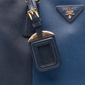 Prada Blue Medium Bicolor Saffiano Lux Promenade Satchel 6