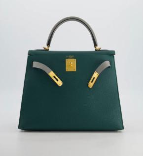 Hermes Malachite And Gris Mouette Togo Leather Kelly 28 5