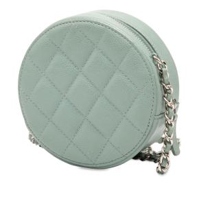 Chanel Blue CC Quilted Caviar Round Clutch With Chain 2