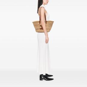 Celine Large Raffia Cuir Triomphe Classic Panier Tote 11