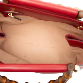 Gucci Red Small Leather Bamboo Nymphaea Satchel 4