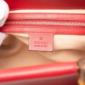 Gucci Red Small Leather Bamboo Nymphaea Satchel 5