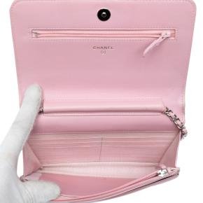 Chanel Pink Calfskin Crystal Studded Boy Wallet on Chain 4